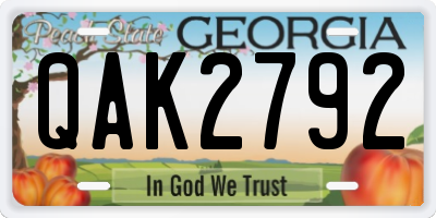 GA license plate QAK2792