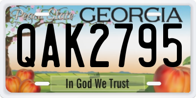 GA license plate QAK2795