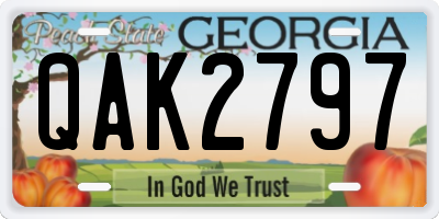 GA license plate QAK2797