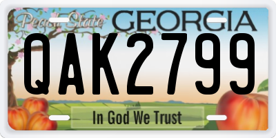 GA license plate QAK2799
