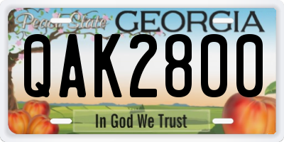 GA license plate QAK2800