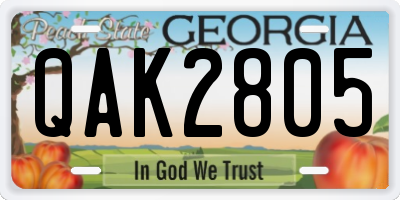 GA license plate QAK2805