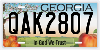 GA license plate QAK2807