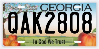 GA license plate QAK2808