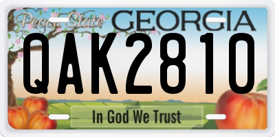 GA license plate QAK2810