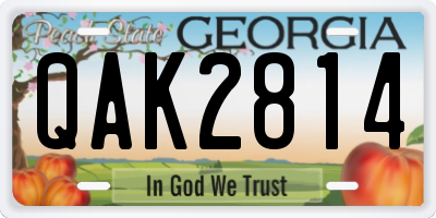 GA license plate QAK2814