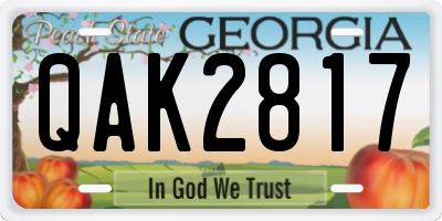 GA license plate QAK2817