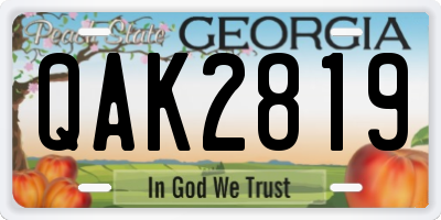 GA license plate QAK2819