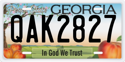 GA license plate QAK2827
