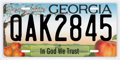 GA license plate QAK2845