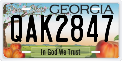 GA license plate QAK2847