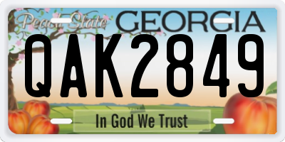 GA license plate QAK2849