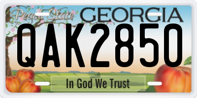 GA license plate QAK2850
