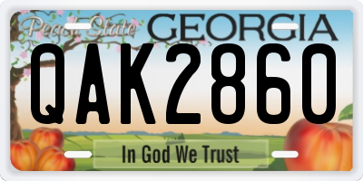 GA license plate QAK2860