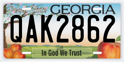 GA license plate QAK2862