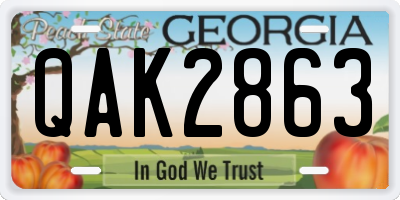 GA license plate QAK2863