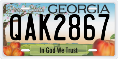 GA license plate QAK2867
