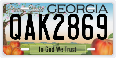 GA license plate QAK2869