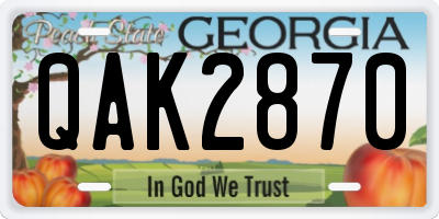 GA license plate QAK2870