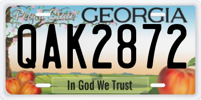GA license plate QAK2872