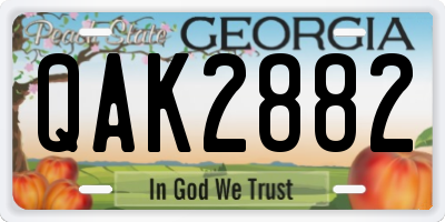 GA license plate QAK2882
