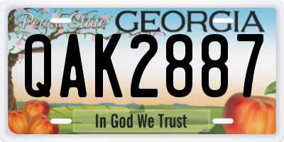 GA license plate QAK2887