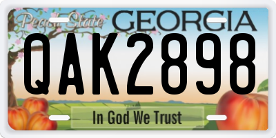 GA license plate QAK2898