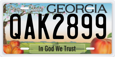 GA license plate QAK2899