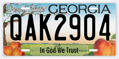 GA license plate QAK2904