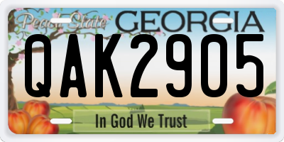 GA license plate QAK2905