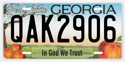 GA license plate QAK2906