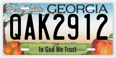 GA license plate QAK2912