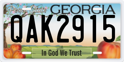 GA license plate QAK2915