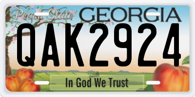 GA license plate QAK2924