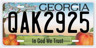 GA license plate QAK2925