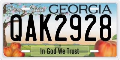 GA license plate QAK2928