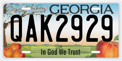 GA license plate QAK2929