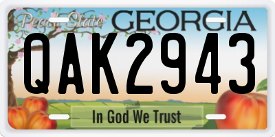 GA license plate QAK2943