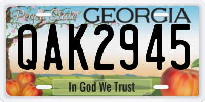 GA license plate QAK2945