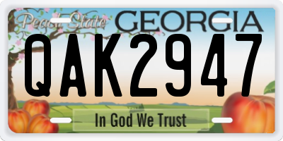 GA license plate QAK2947