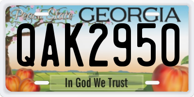 GA license plate QAK2950