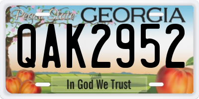 GA license plate QAK2952