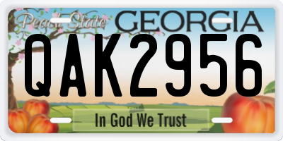 GA license plate QAK2956