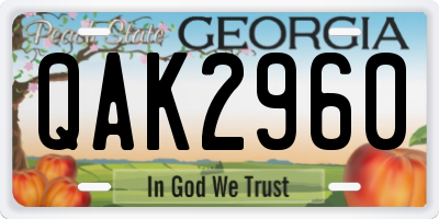 GA license plate QAK2960