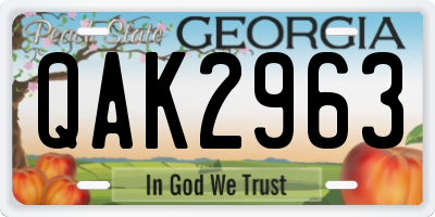 GA license plate QAK2963