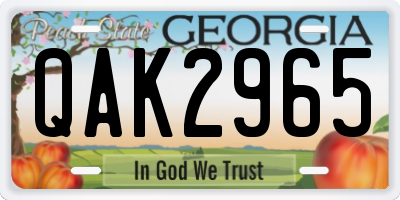GA license plate QAK2965