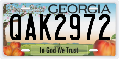 GA license plate QAK2972