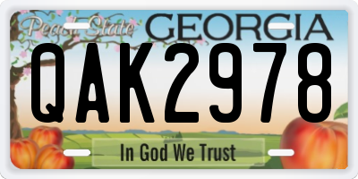 GA license plate QAK2978