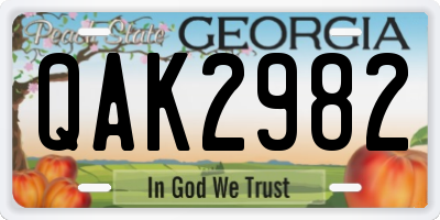 GA license plate QAK2982