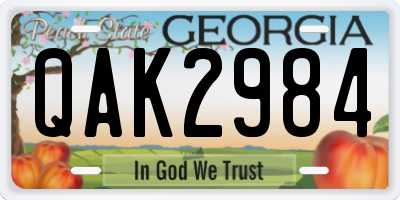 GA license plate QAK2984